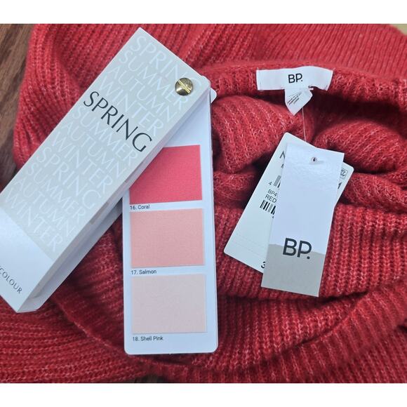 BP Nordstrom 
Coral Red/Coral Long Line Turtleneck Sweater - Picture 4 of 6